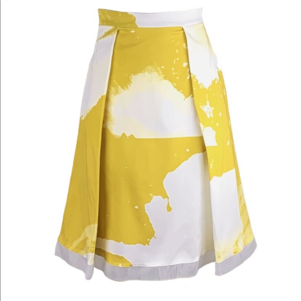 YELLOW AND WHITE INK PRINT MIDI Anthropologie